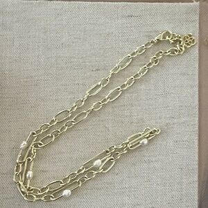 Kendra Scott paperclip gold Necklace with Pearl Accents